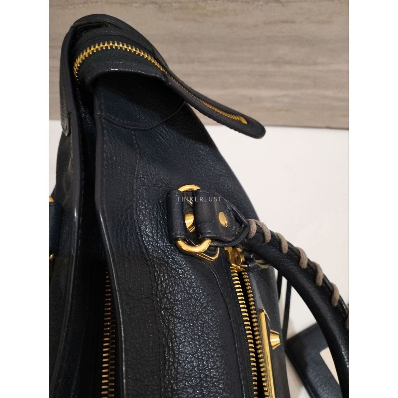 Balenciaga Medium Metallic Edge City in Navy Ghw 2017 Satchel Bag