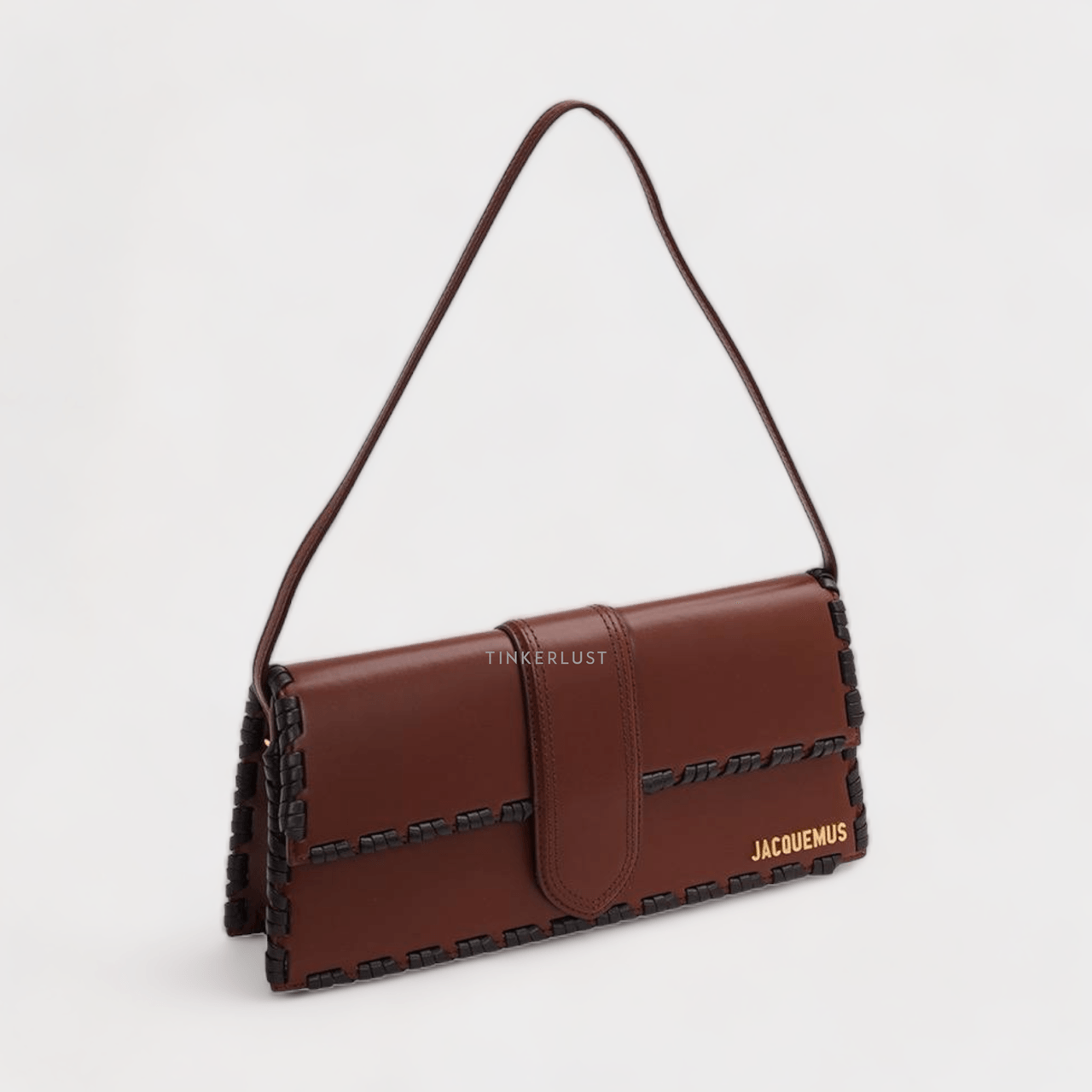 Jacquemus Le Bambino Long Lacet Flap Bag in Brown Smooth Leather Handbag