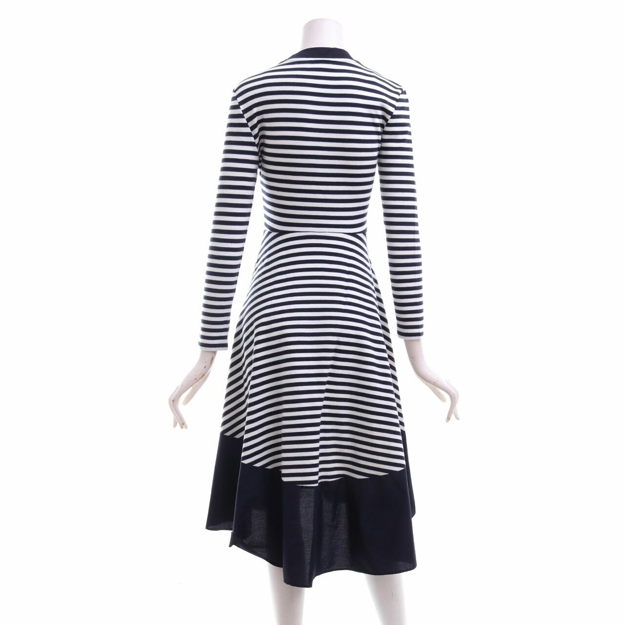 COS Navy & White Striped Midi Dress