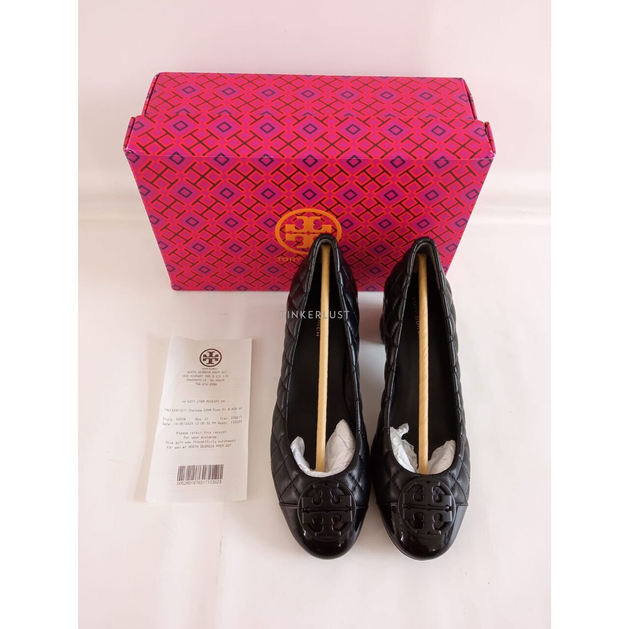 Tory Burch Chelsea 50mm Quilted Pump Nappa Leather Perfect Black Heels