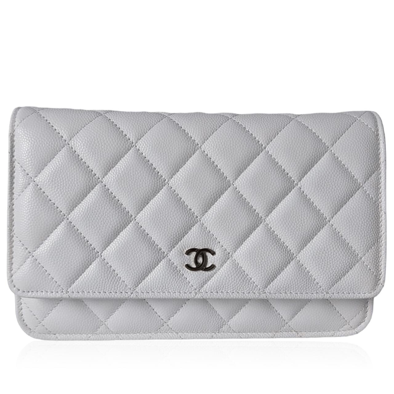 Chanel WOC Wallet On Chain White Caviar Sling Bag