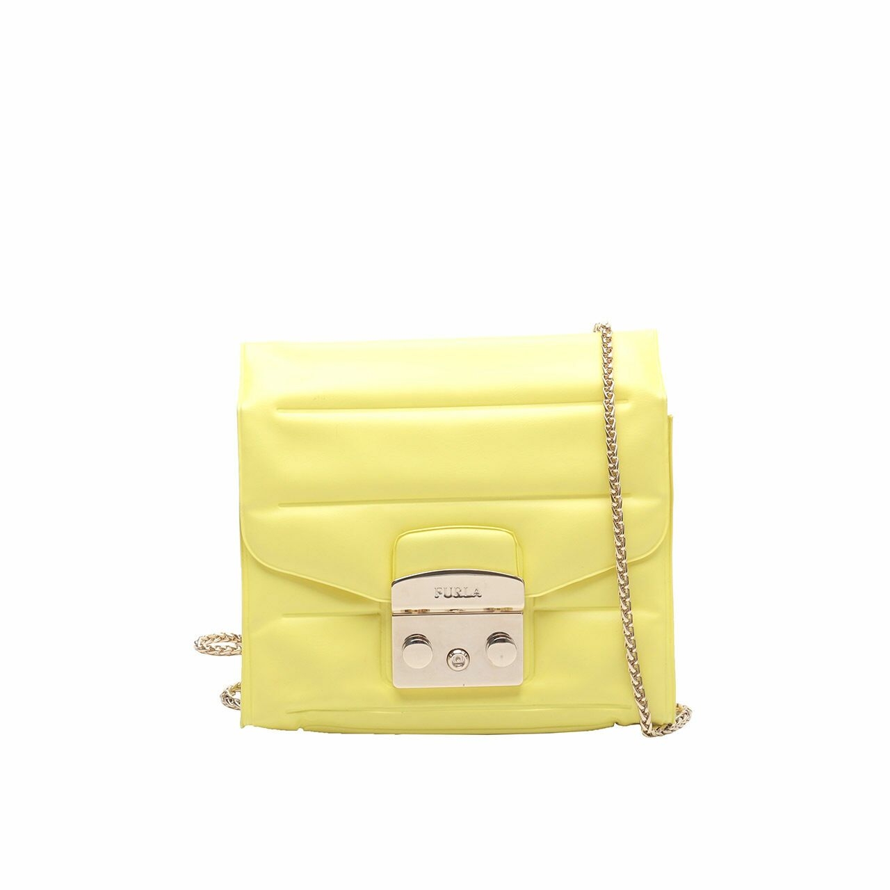 Furla Senape Rubber Metropolis Oxygen Yellow Mini Crossbody BagSling Bag