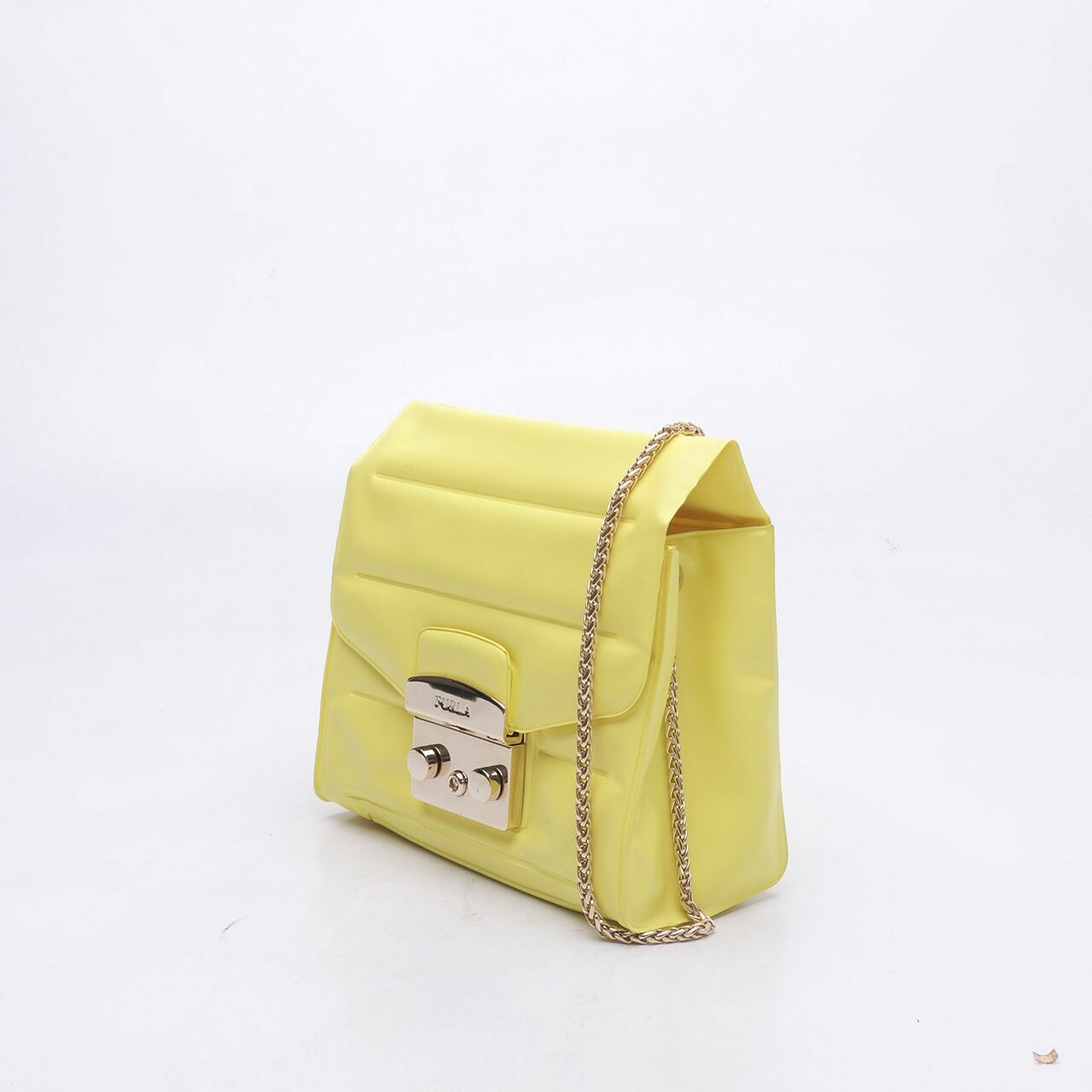 Furla Senape Rubber Metropolis Oxygen Yellow Mini Crossbody BagSling Bag