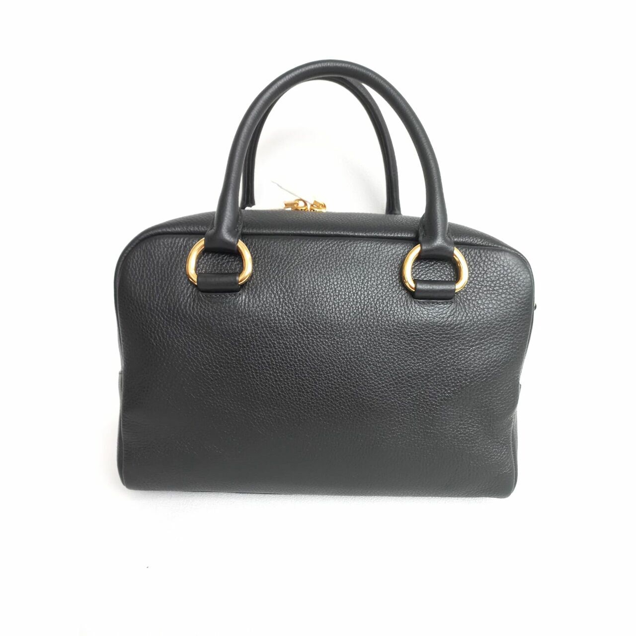 Prada Bauletto 1BB086 Vitello Phenix Caramel Nero Satchel