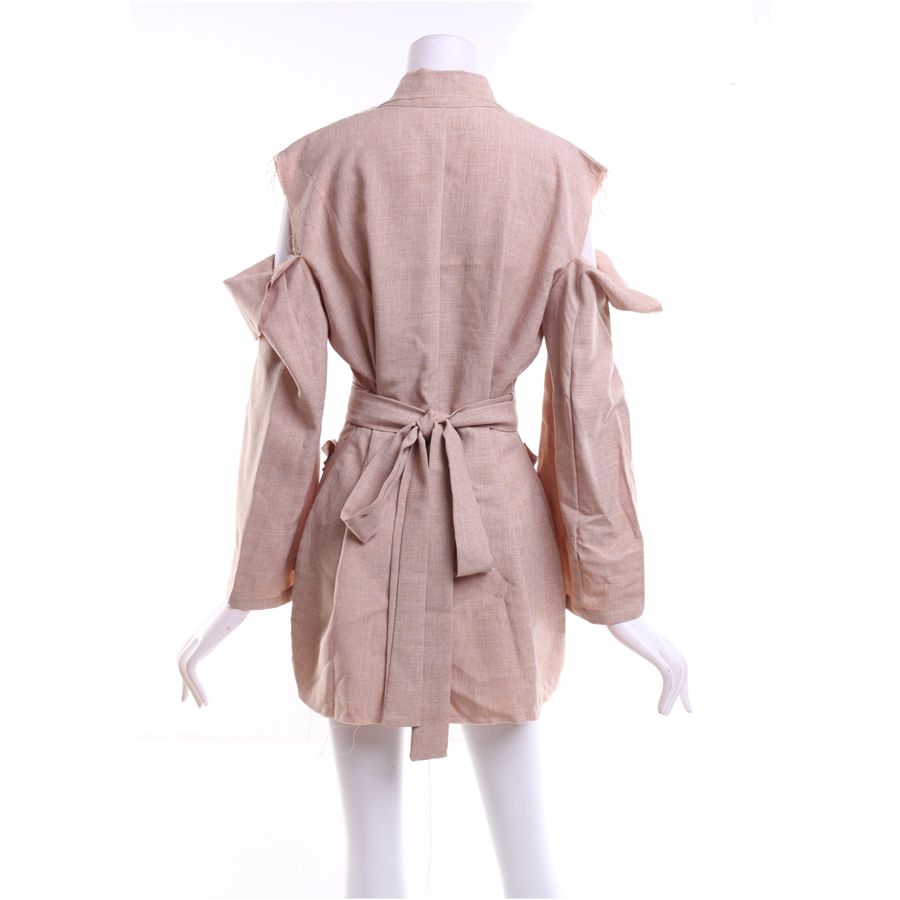 Ats The Label Light Brown Cold Shoulder With Strap Outerwear