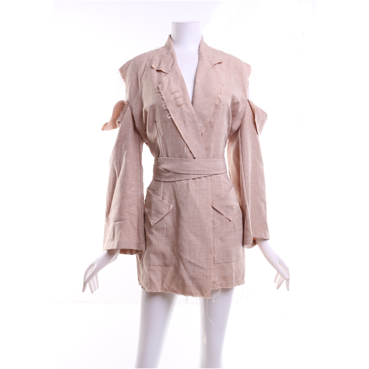 Ats The Label Light Brown Cold Shoulder With Strap Outerwear