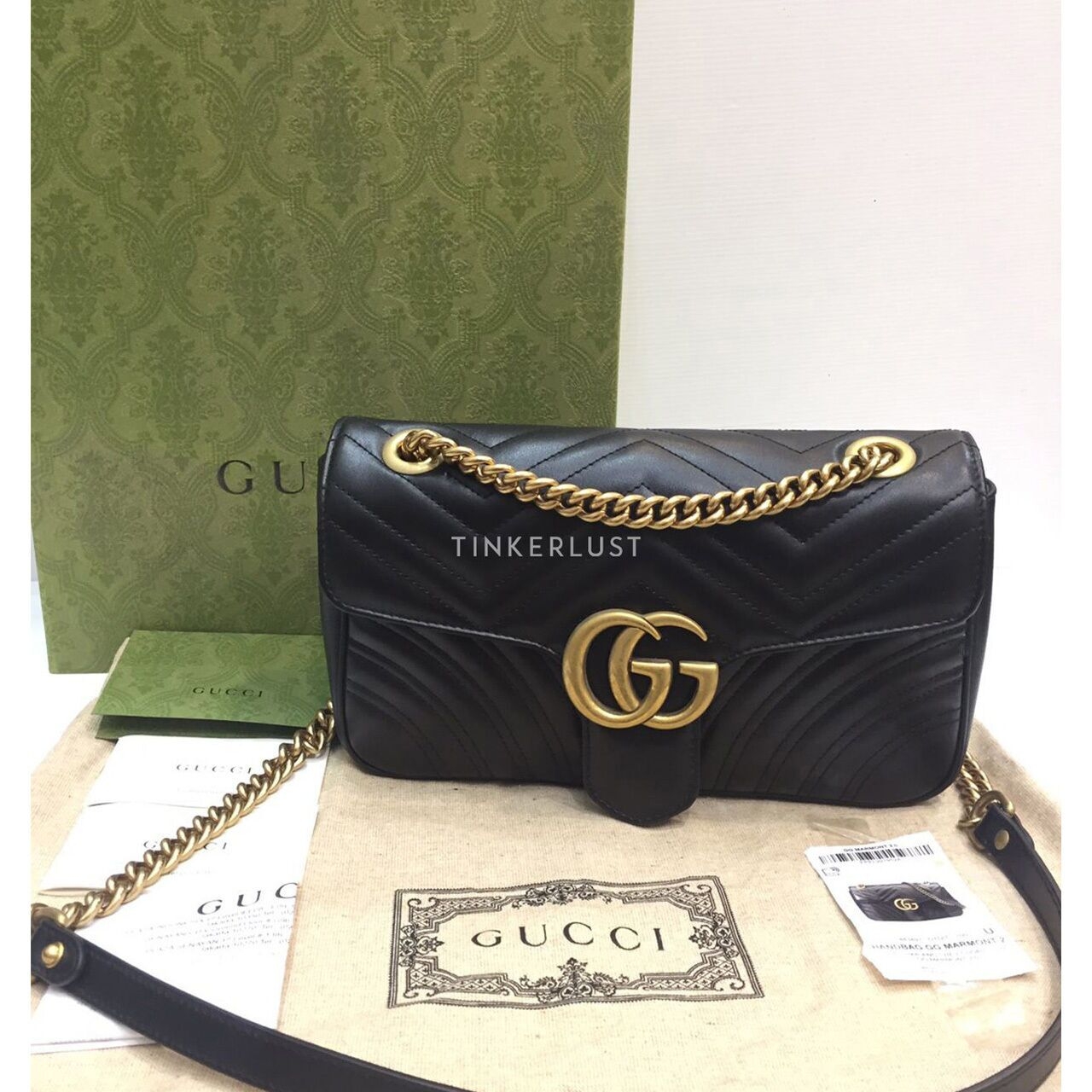 Gucci GG Marmont Small Leather Black GHW 2022 Shoulder Bag