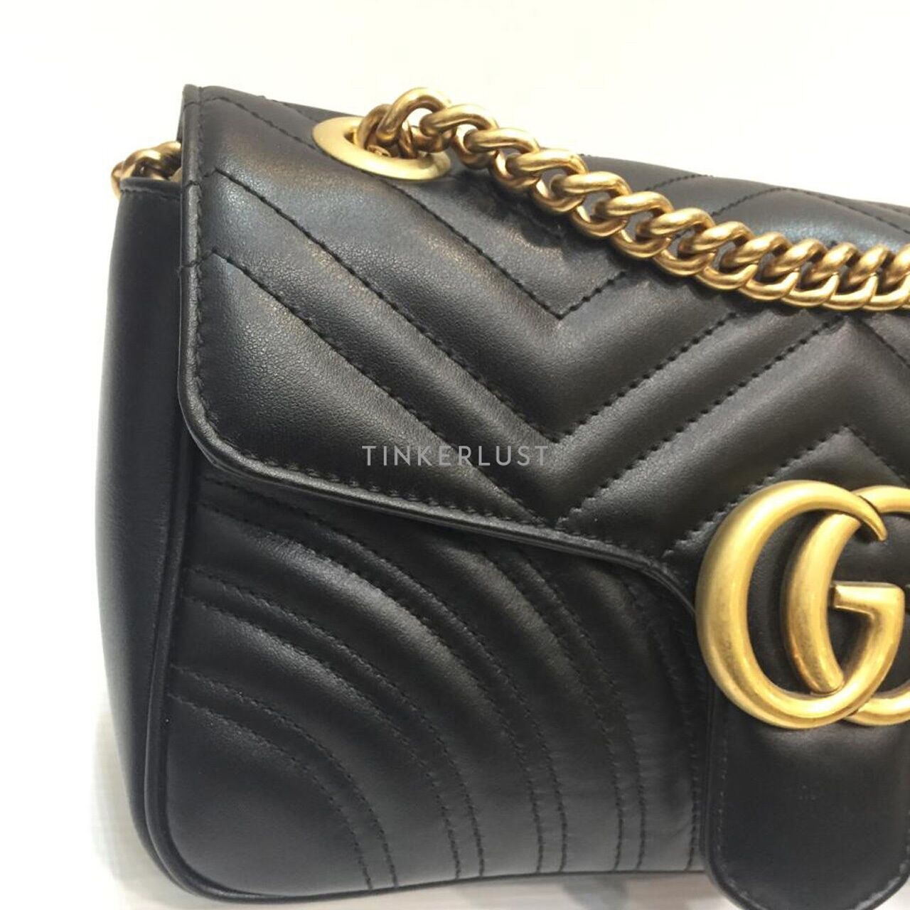 Gucci GG Marmont Small Leather Black GHW 2022 Shoulder Bag