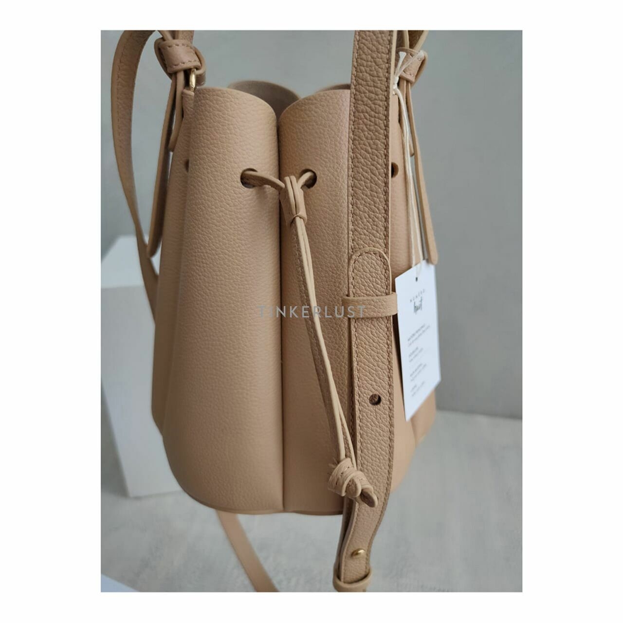 POLENE Numero Huit Mini Grain Calfskin Beige Sling Bag