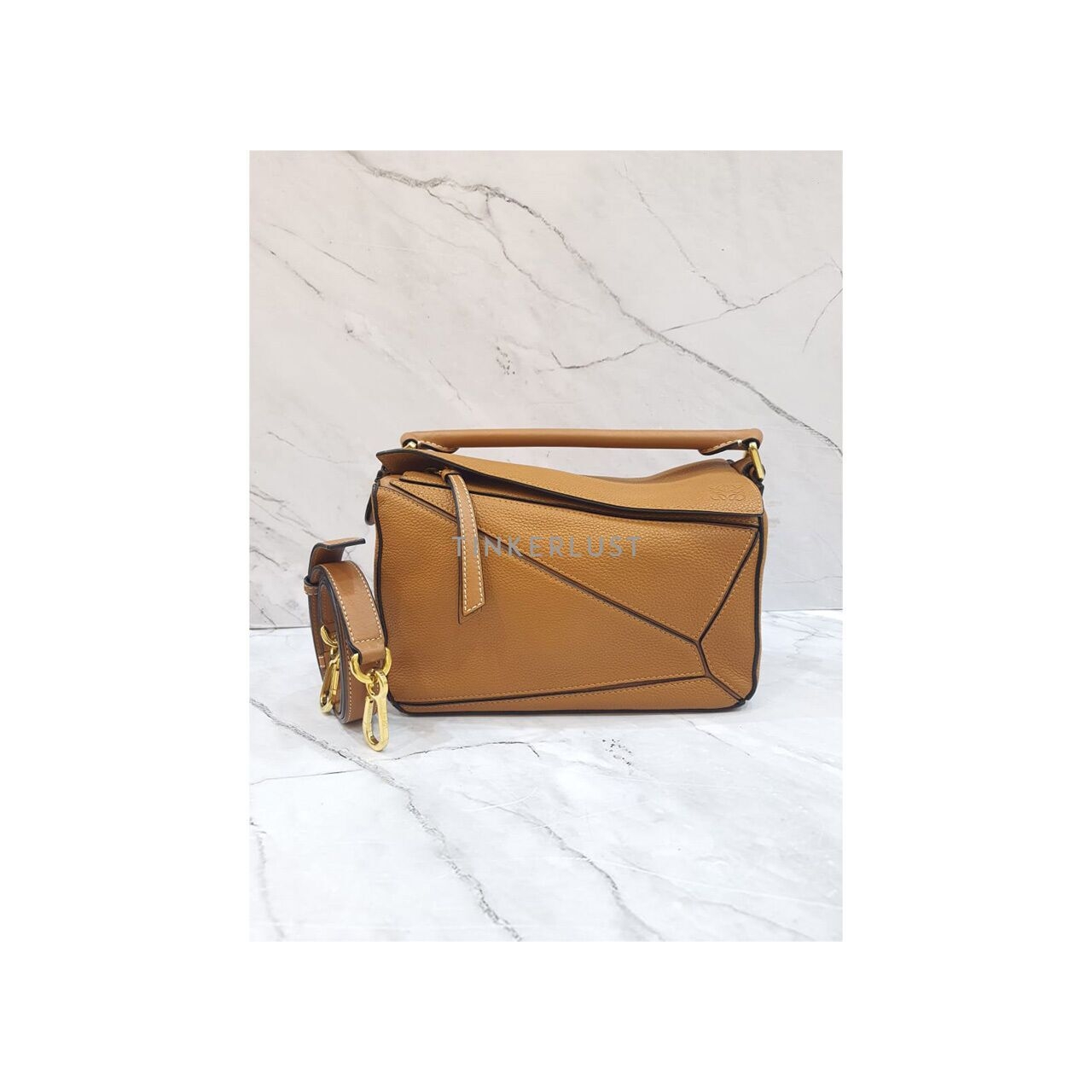 Loewe Puzzle Small Caramel Grained GHW 2019 Satchel