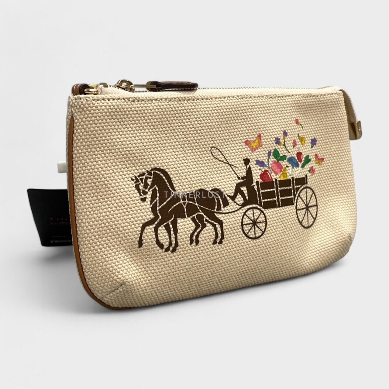 Coach Dreamy Veggie Horse And Carriage Large  Canvas GHW Wristlet