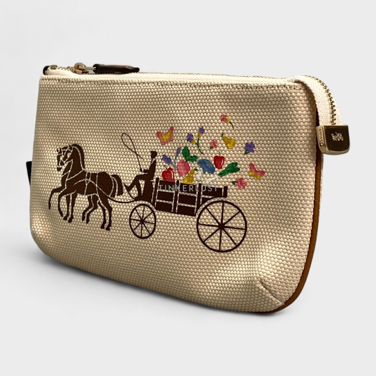 Coach Dreamy Veggie Horse And Carriage Large  Canvas GHW Wristlet