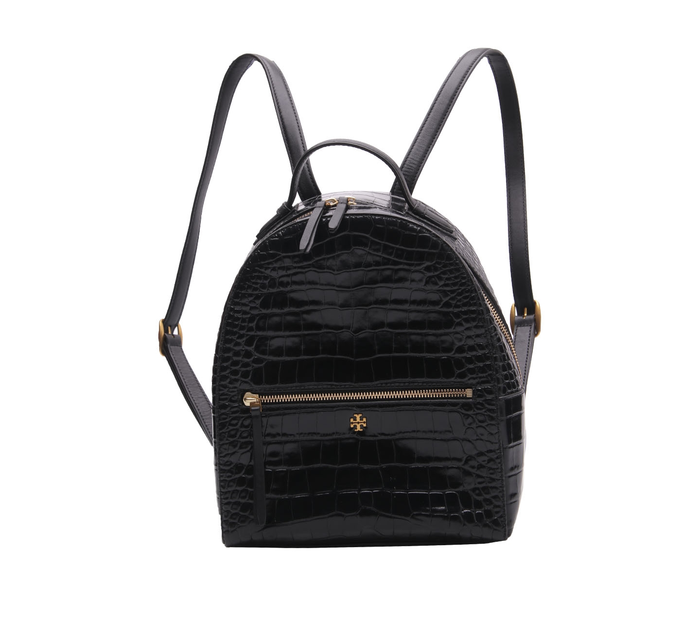 Tory Burch Croc Embossed Mini Black Leather Backpack