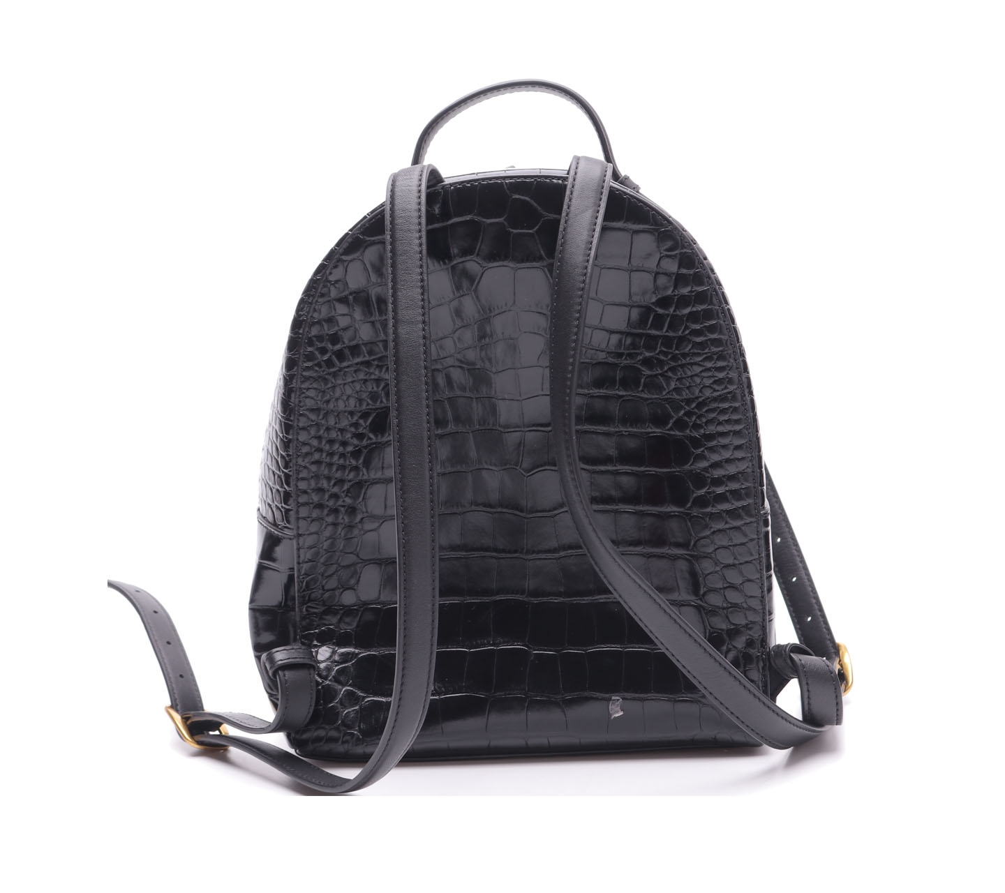 Tory Burch Croc Embossed Mini Black Leather Backpack