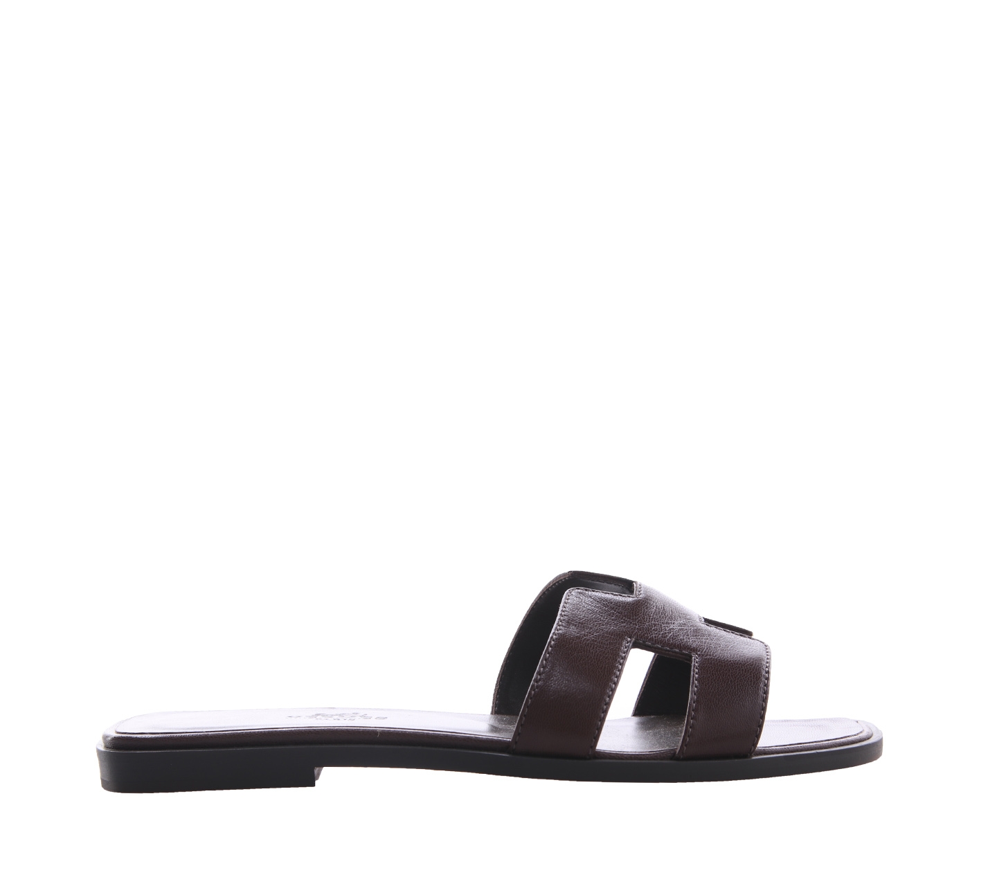 Hermes Dark Brown Leather Oran Sandals