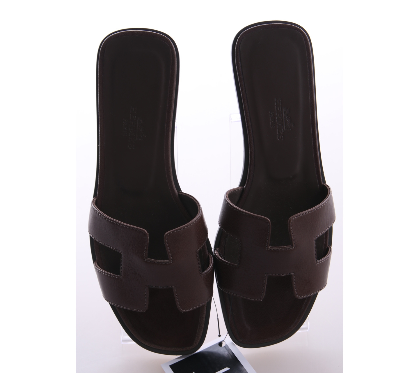 Hermes Dark Brown Leather Oran Sandals