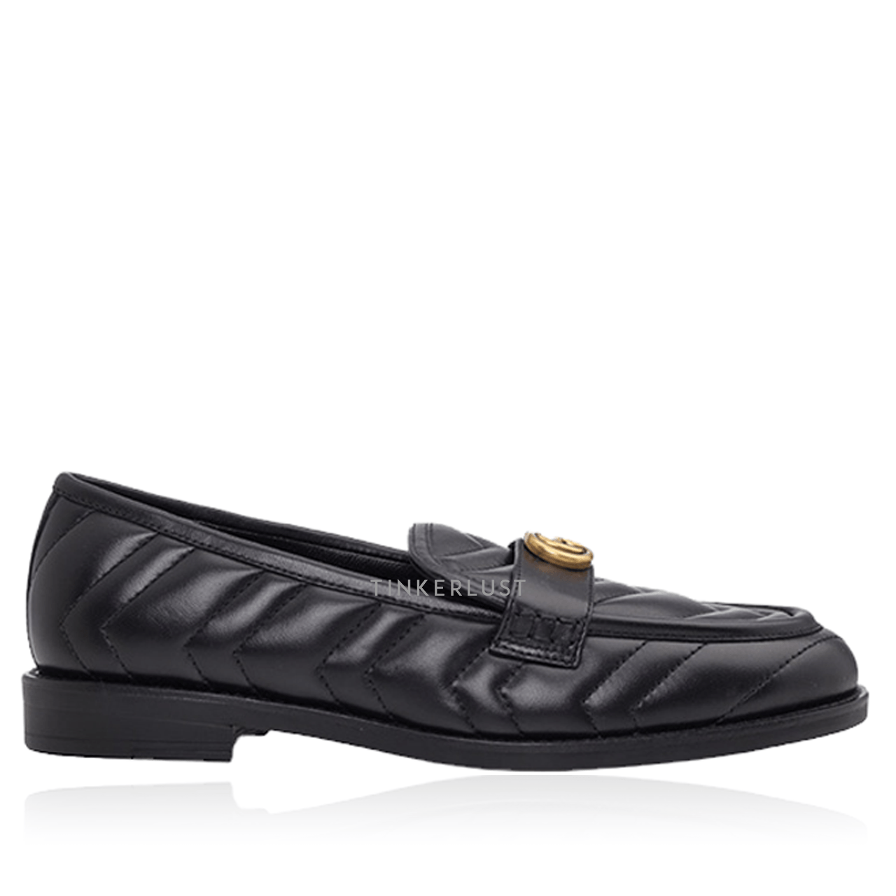 GUCCI Women Double G Loafers 15mm in Black Quilted Size 37