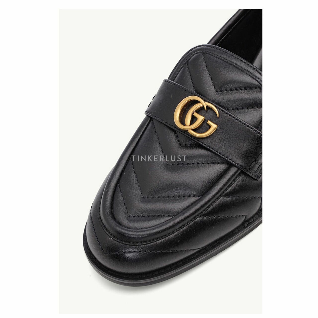 GUCCI Women Double G Loafers 15mm in Black Quilted Size 37