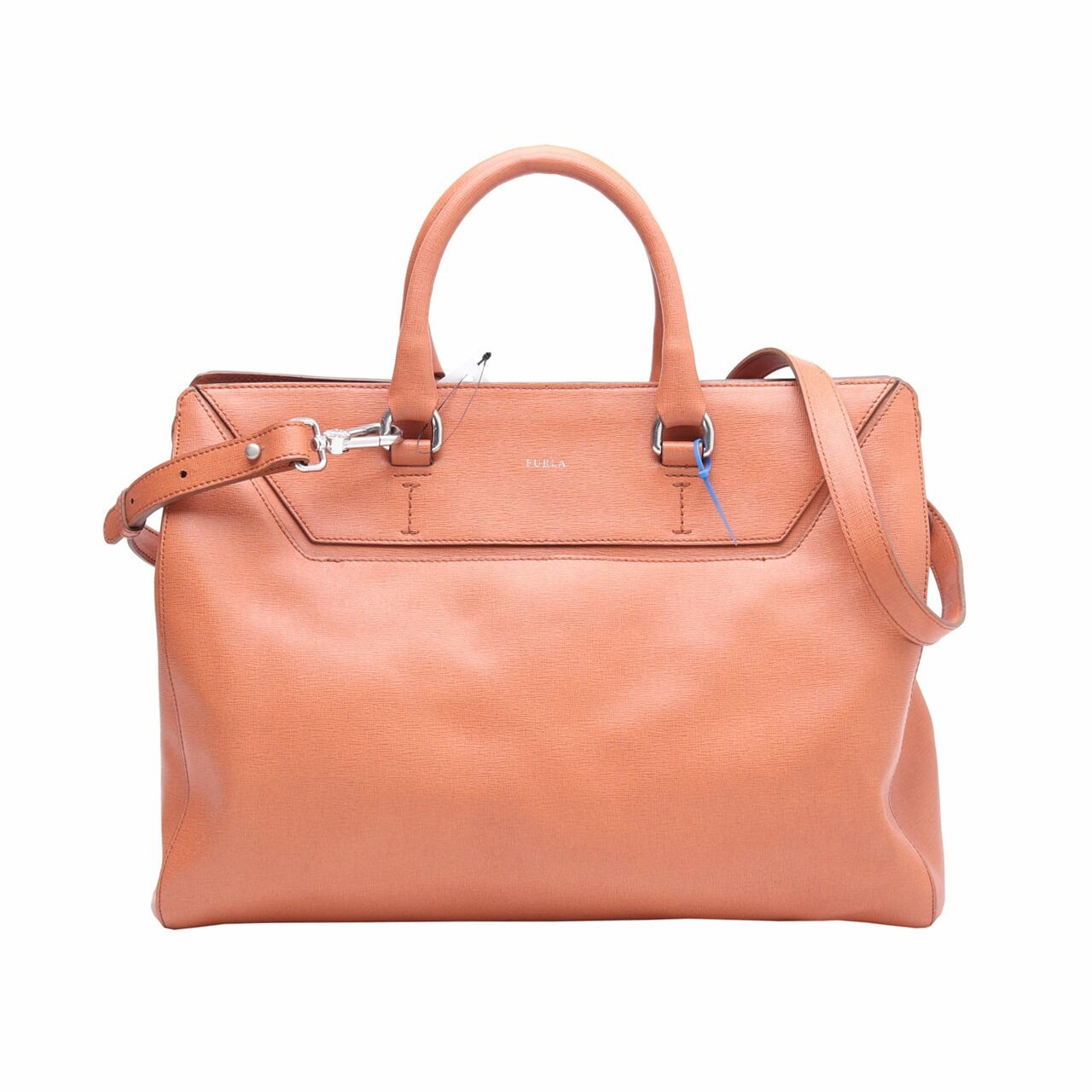 Furla Square Orange Leather Satchel Bag