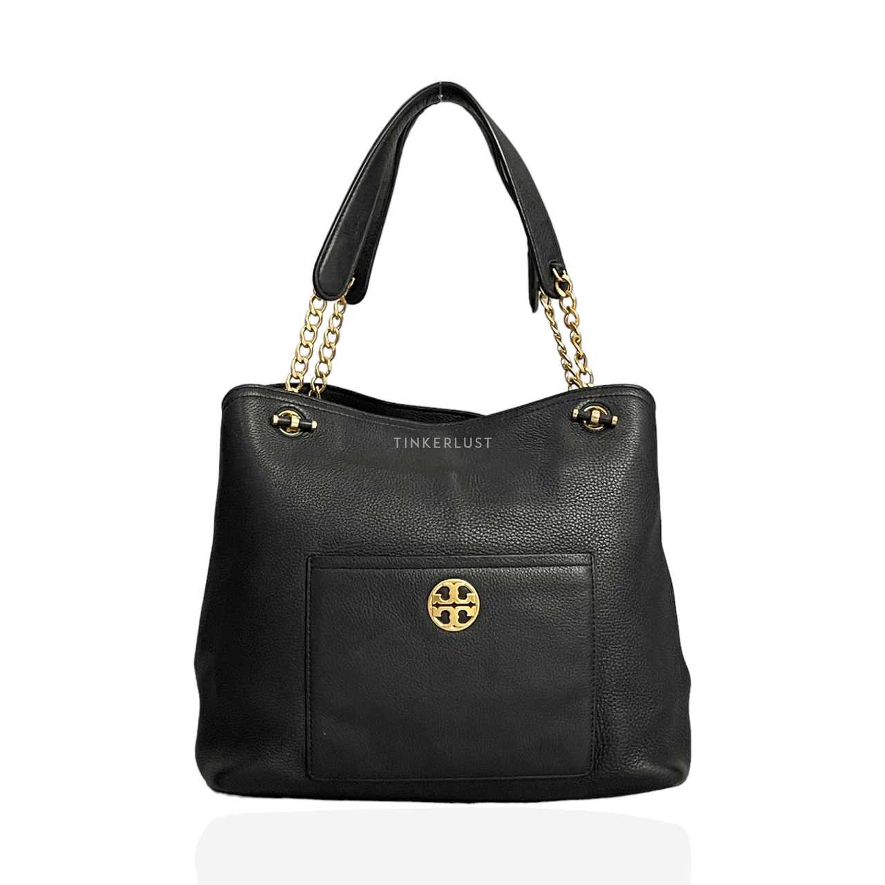 Tory Burch Chelsea Pebbled Leather Slouchy Black Tote Bag