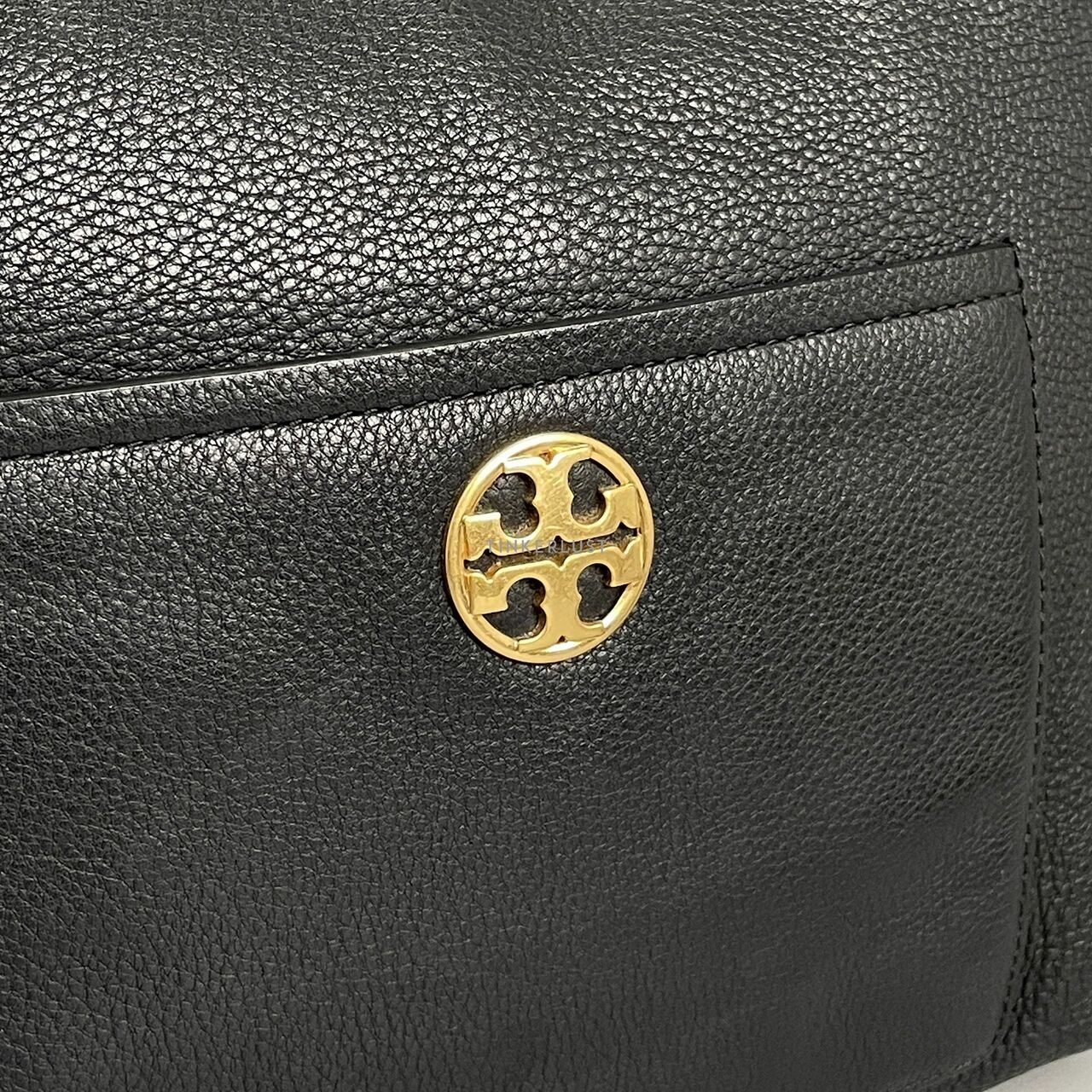 Tory Burch Chelsea Pebbled Leather Slouchy Black Tote Bag