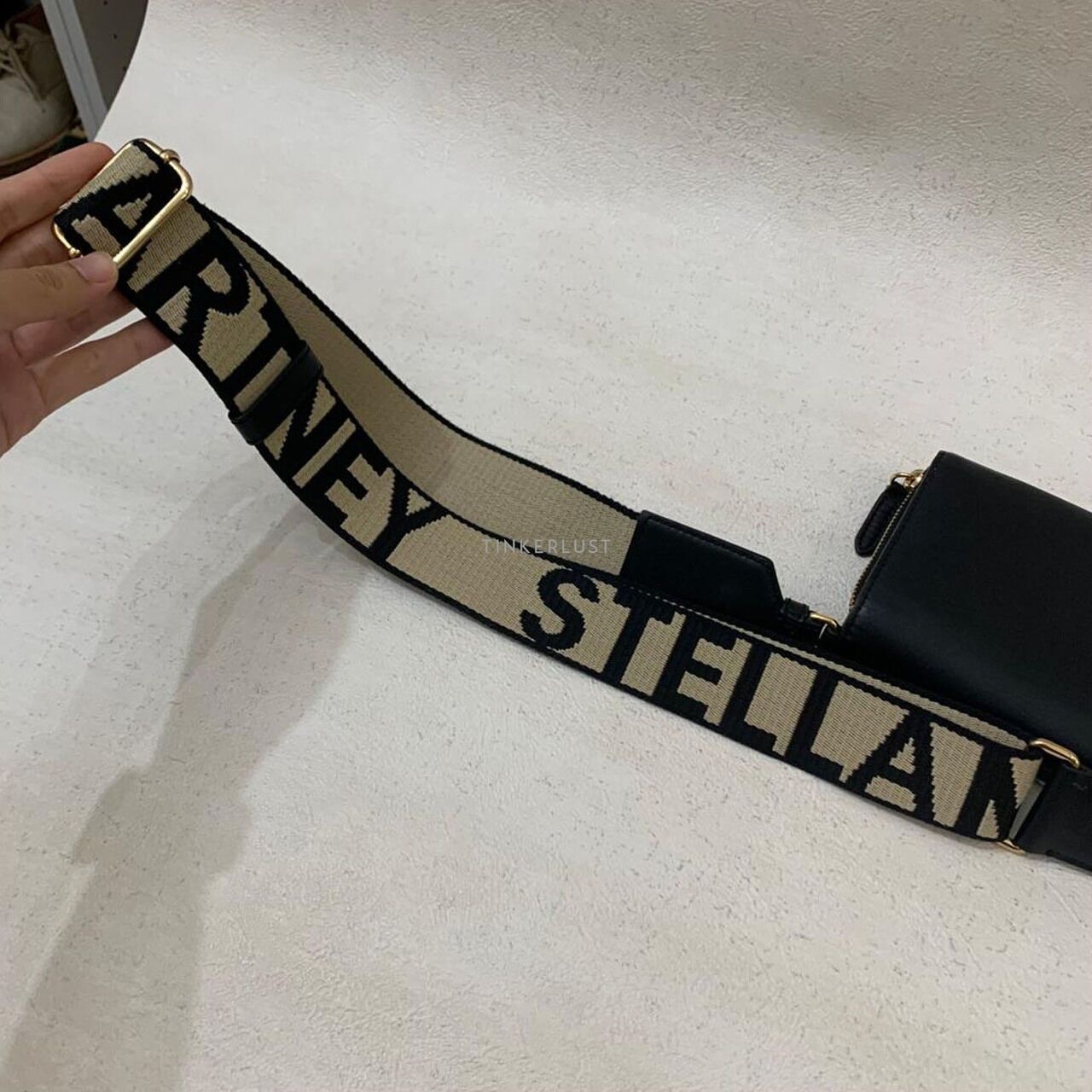 Stella McCartney Black Logo Wallet Sling Bag 