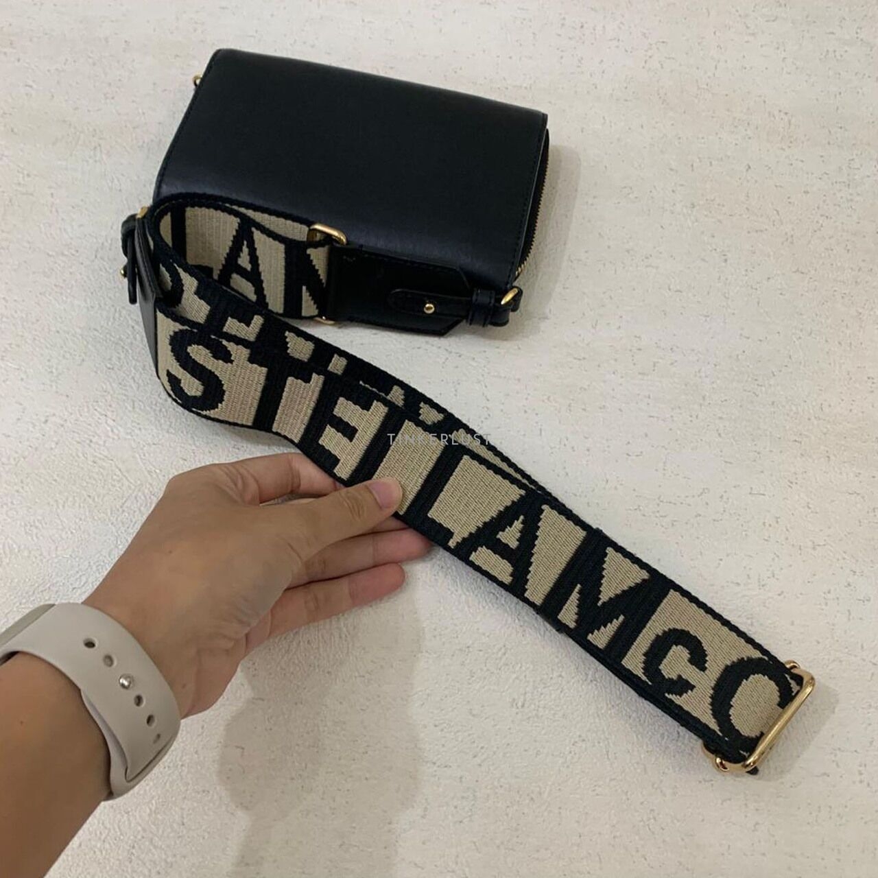 Stella McCartney Black Logo Wallet Sling Bag 