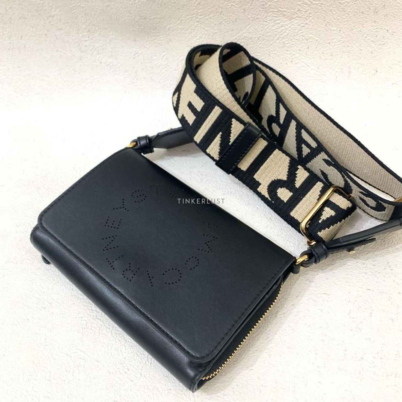 Stella McCartney Black Logo Wallet Sling Bag 