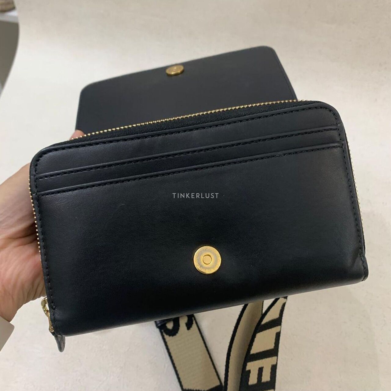 Stella McCartney Black Logo Wallet Sling Bag 