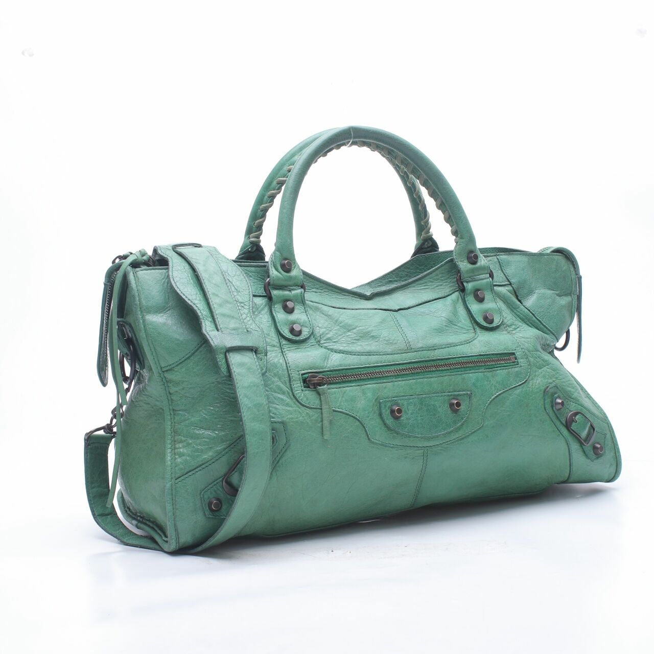 Balenciaga Green The City 2way Satchel Bag