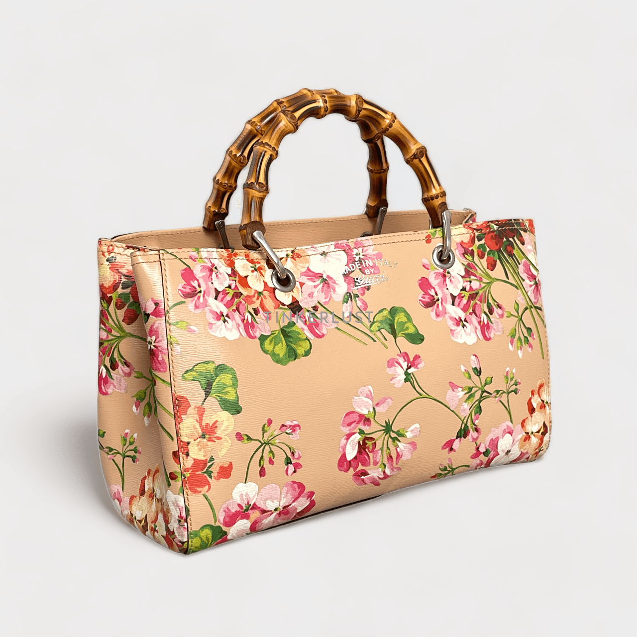 Gucci Pink Floral Bamboo Shopper Tote