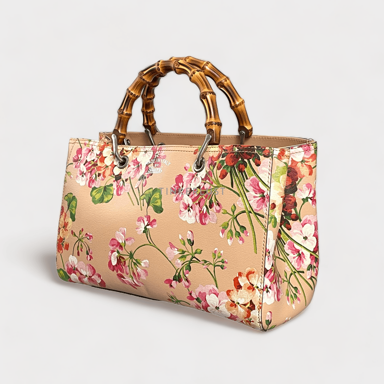 Gucci Pink Floral Bamboo Shopper Tote