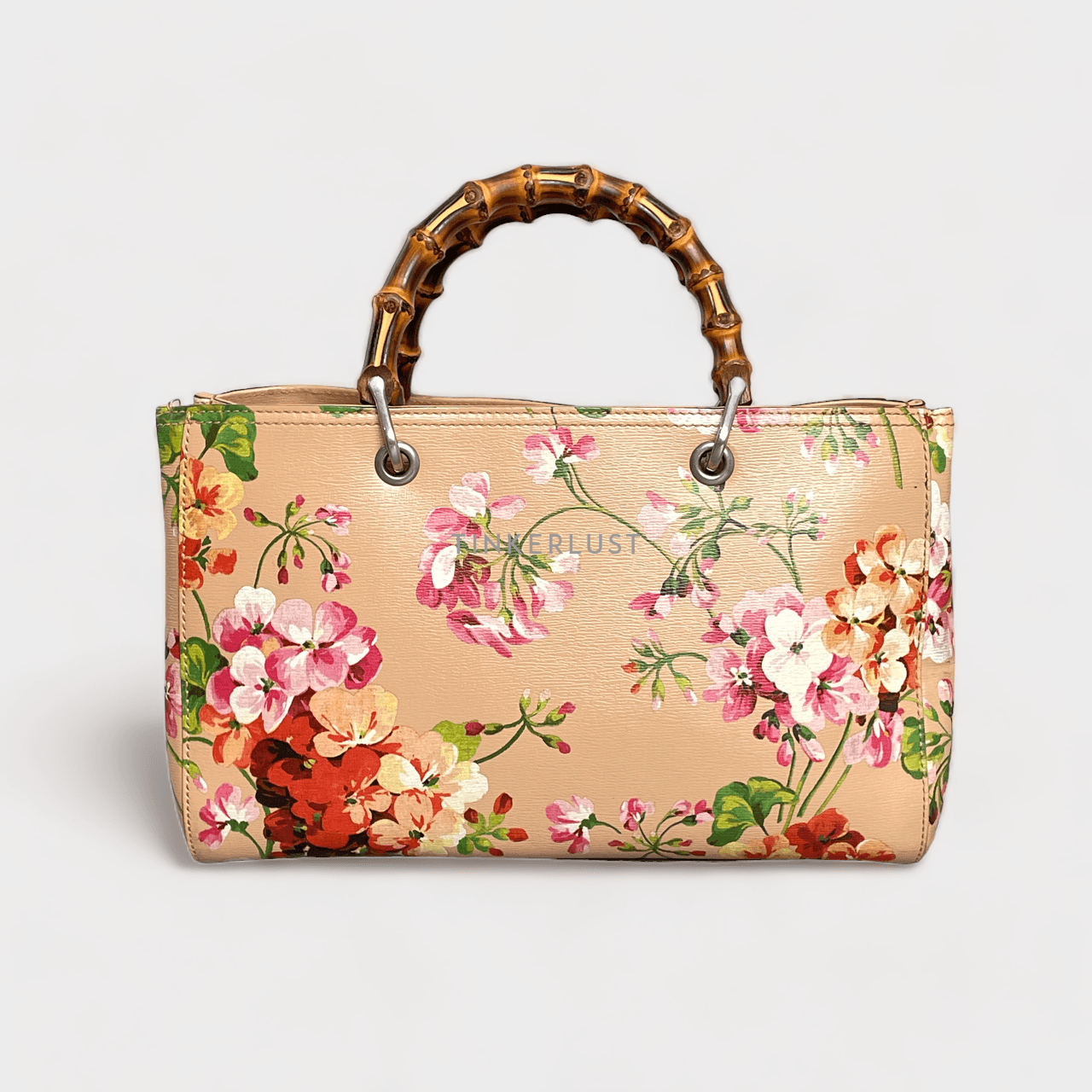 Gucci Pink Floral Bamboo Shopper Tote