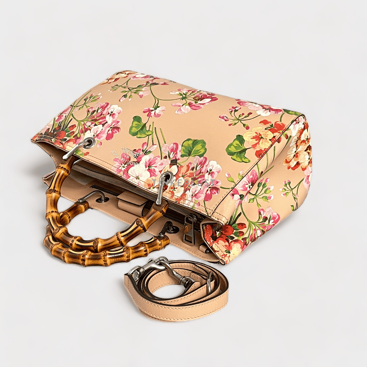 Gucci Pink Floral Bamboo Shopper Tote