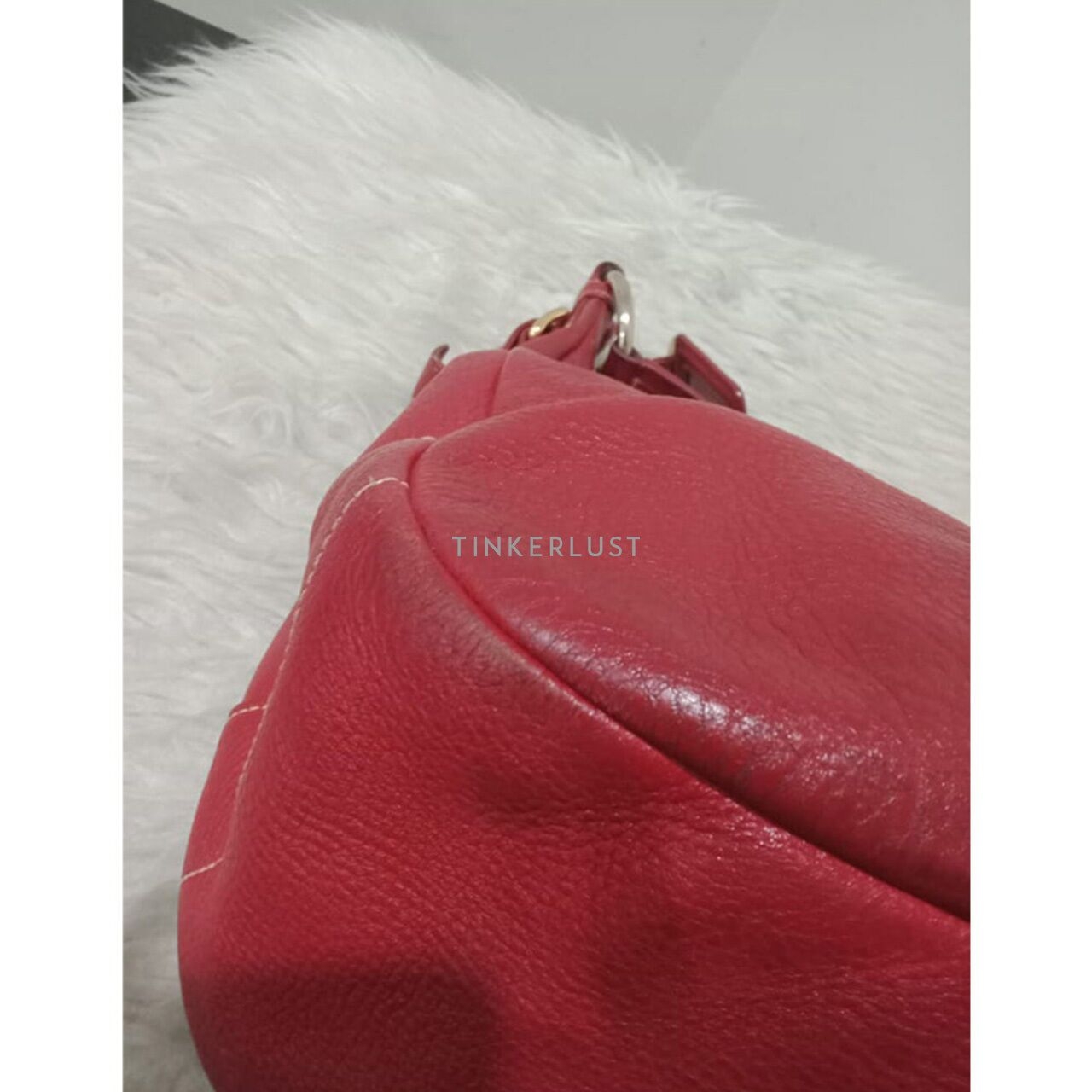 Prada Hobo Red Leather GHW Shoulder Bag