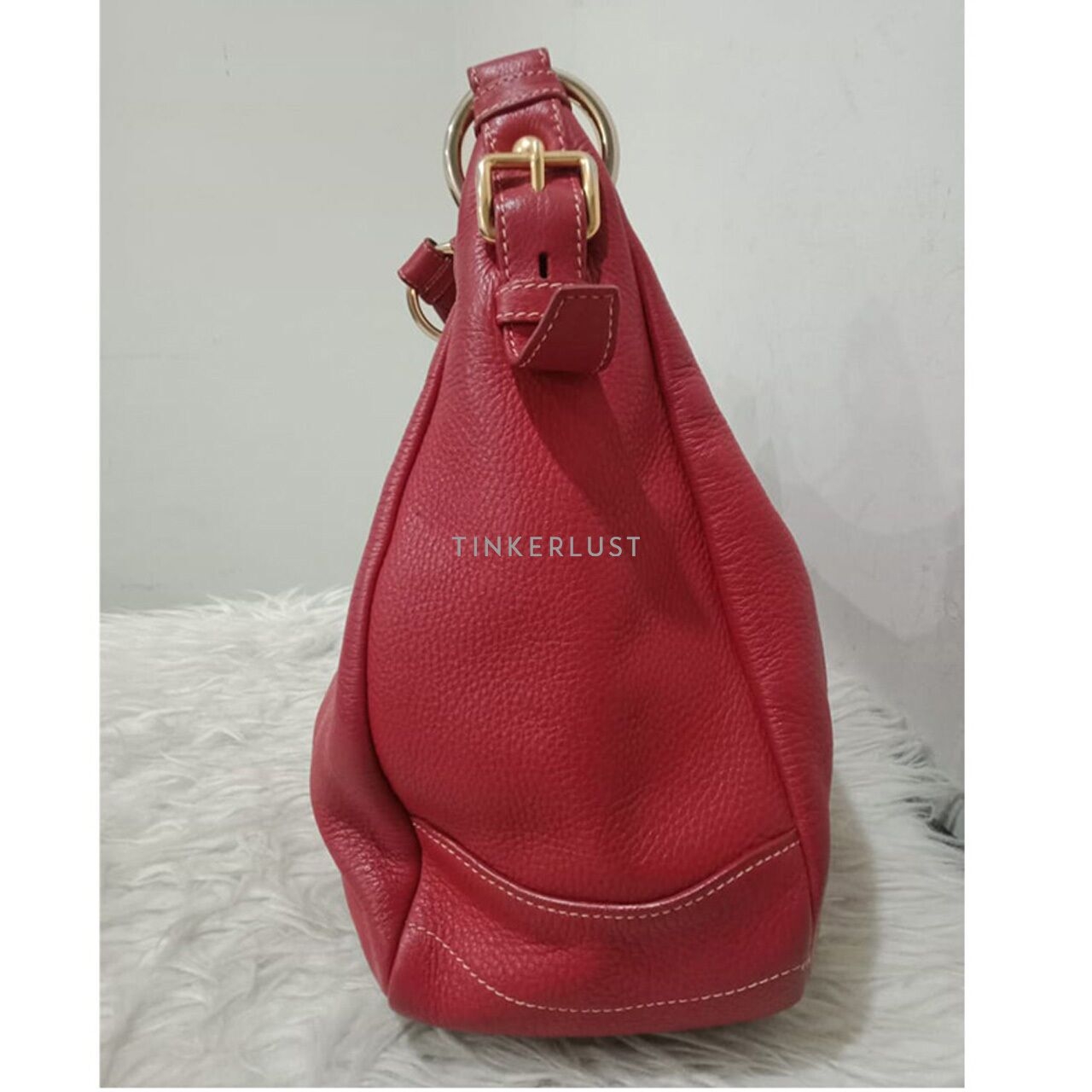 Prada Hobo Red Leather GHW Shoulder Bag