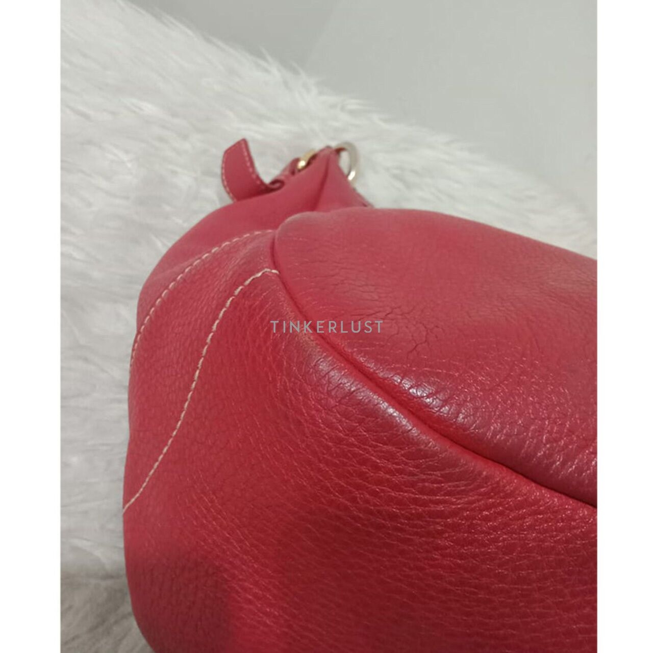 Prada Hobo Red Leather GHW Shoulder Bag