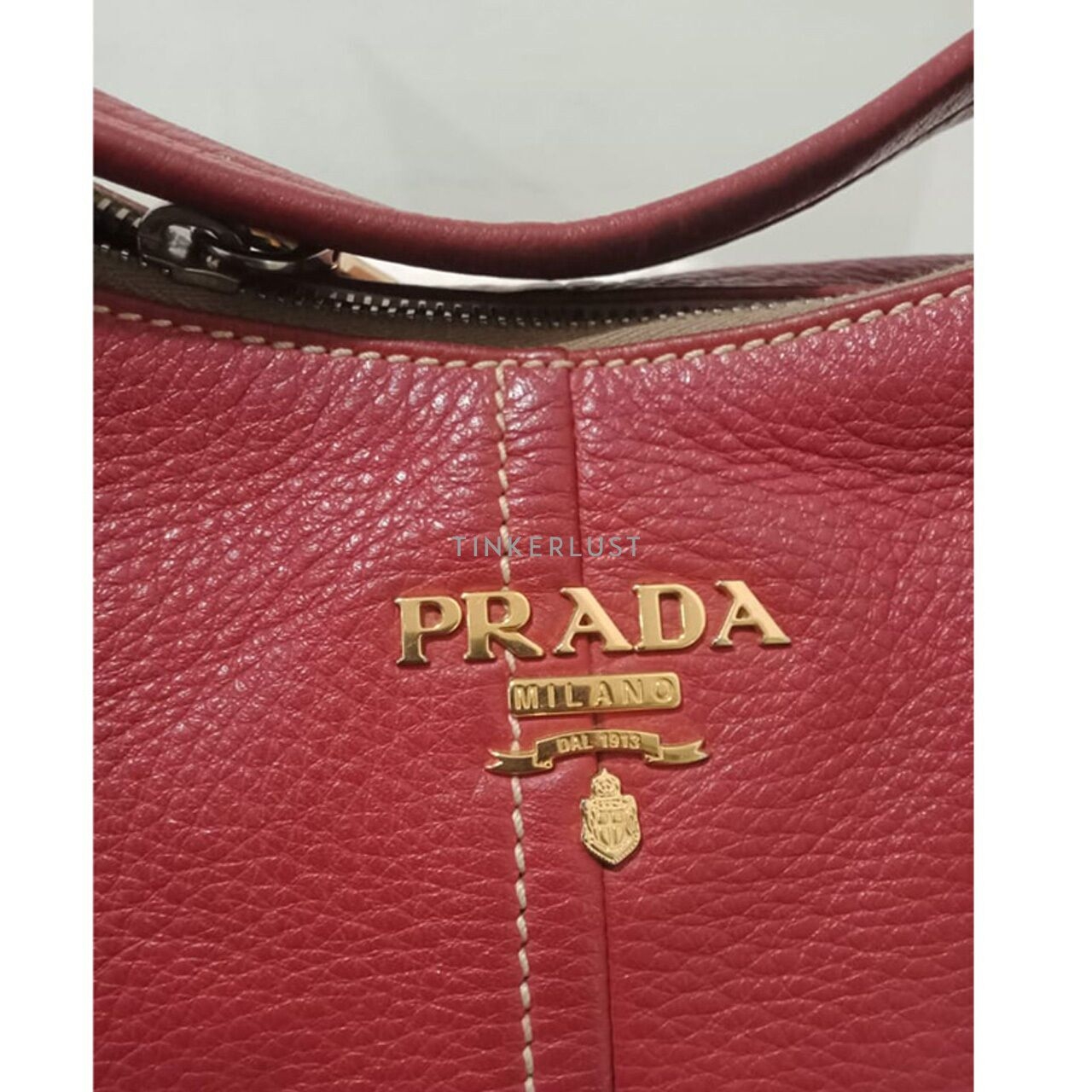 Prada Hobo Red Leather GHW Shoulder Bag