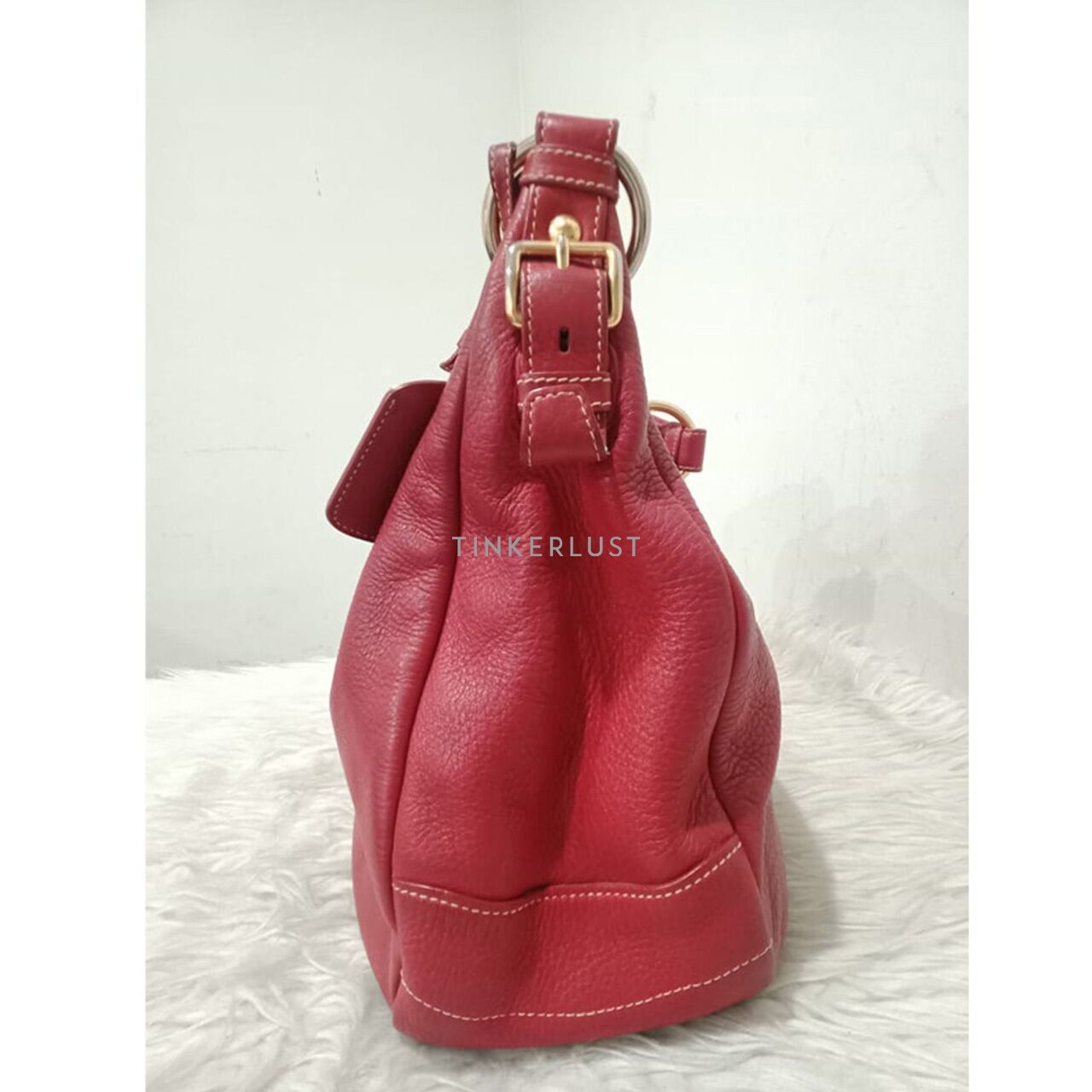 Prada Hobo Red Leather GHW Shoulder Bag