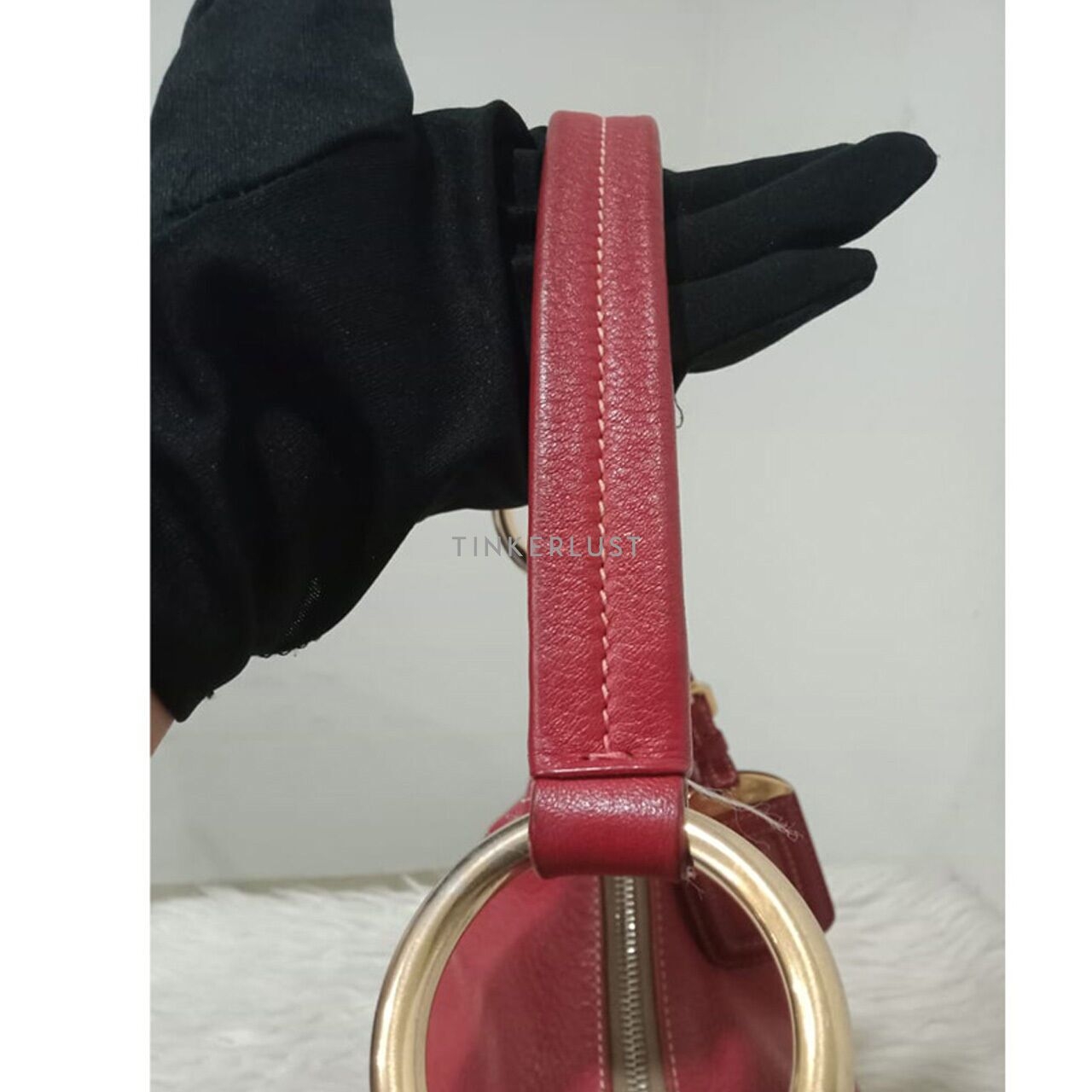 Prada Hobo Red Leather GHW Shoulder Bag