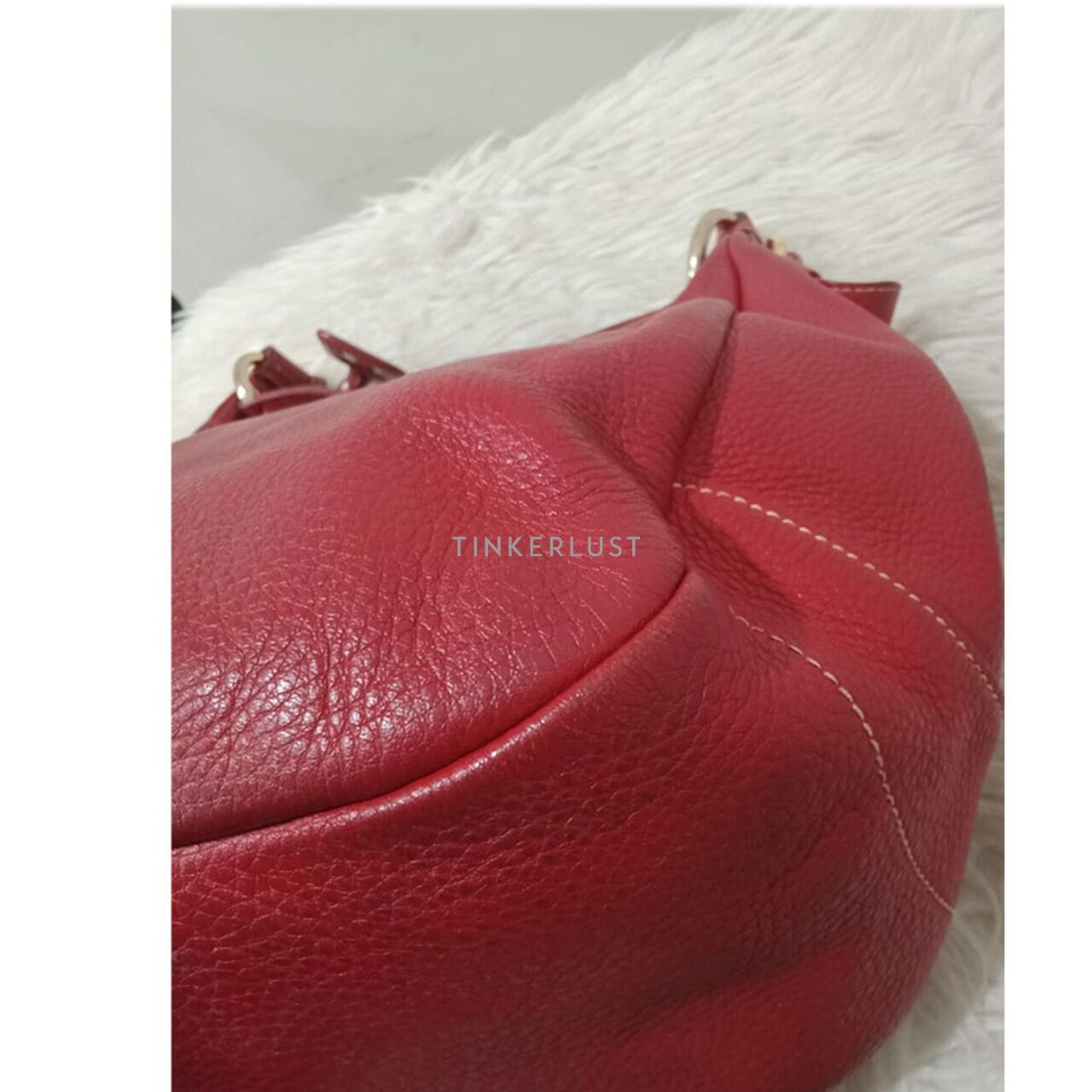 Prada Hobo Red Leather GHW Shoulder Bag