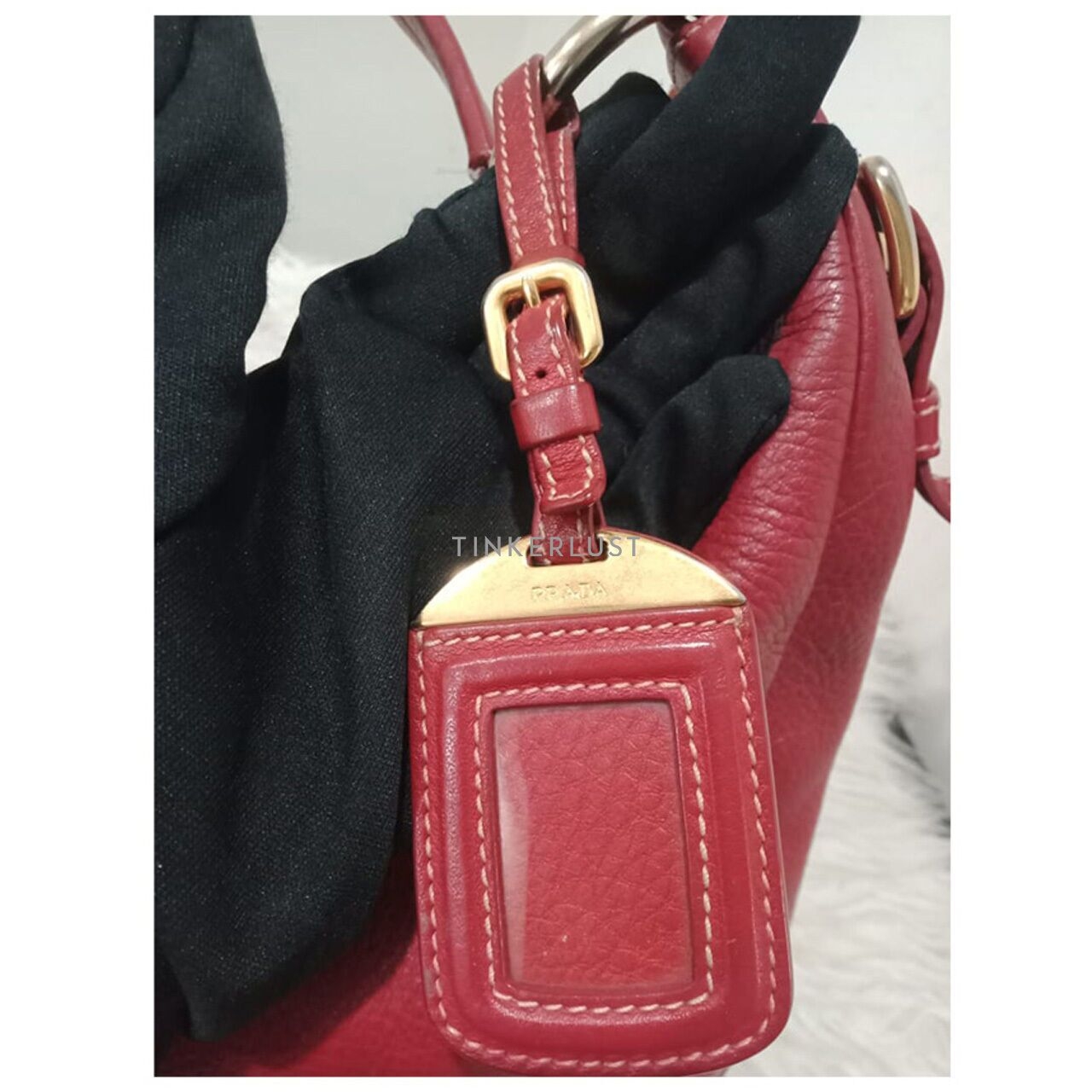 Prada Hobo Red Leather GHW Shoulder Bag