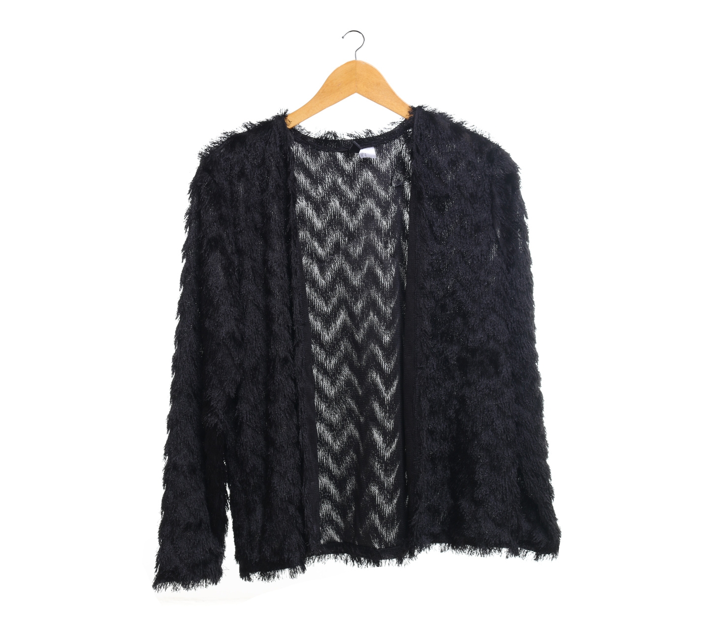 H&M Black Yarn Fur Outerwear