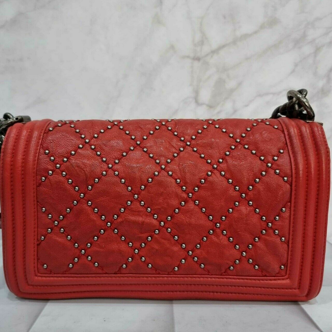 Chanel Boy Studded Red Calfskin #21 Shoulder Bag