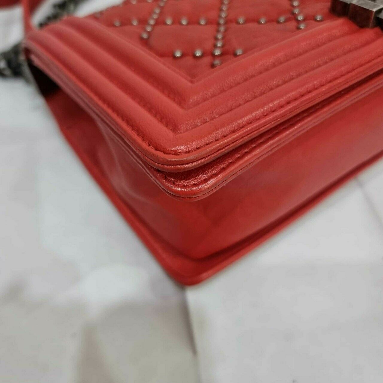 Chanel Boy Studded Red Calfskin #21 Shoulder Bag