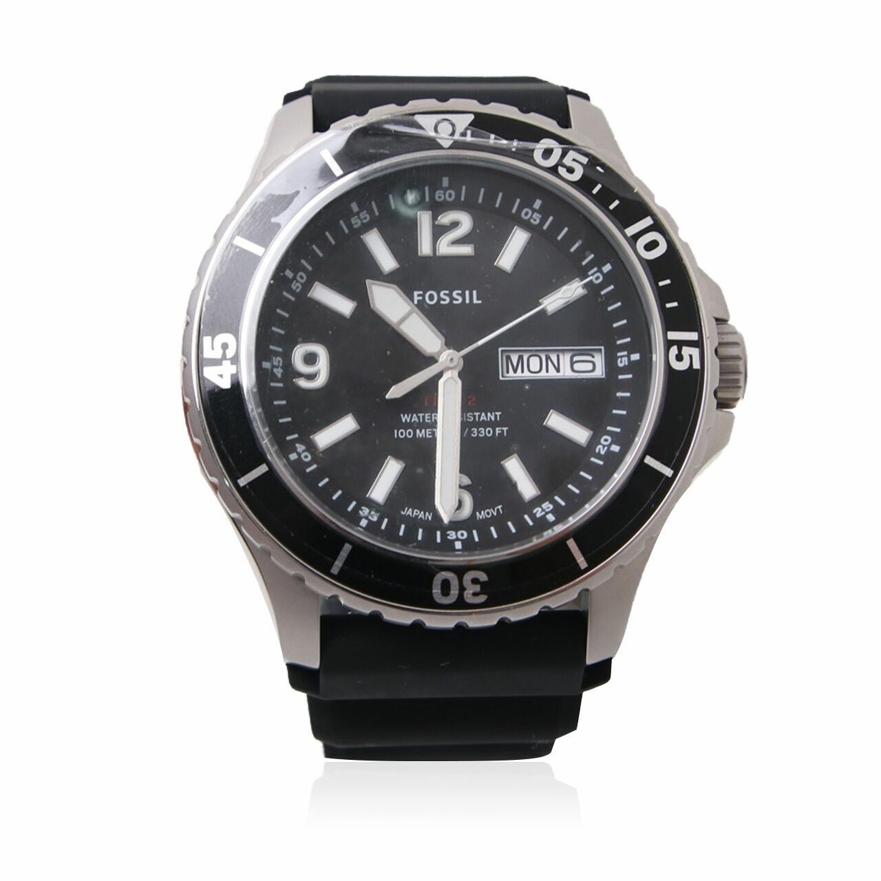 Fossil FS5689 Three-Hand Date Black Silicone Watch