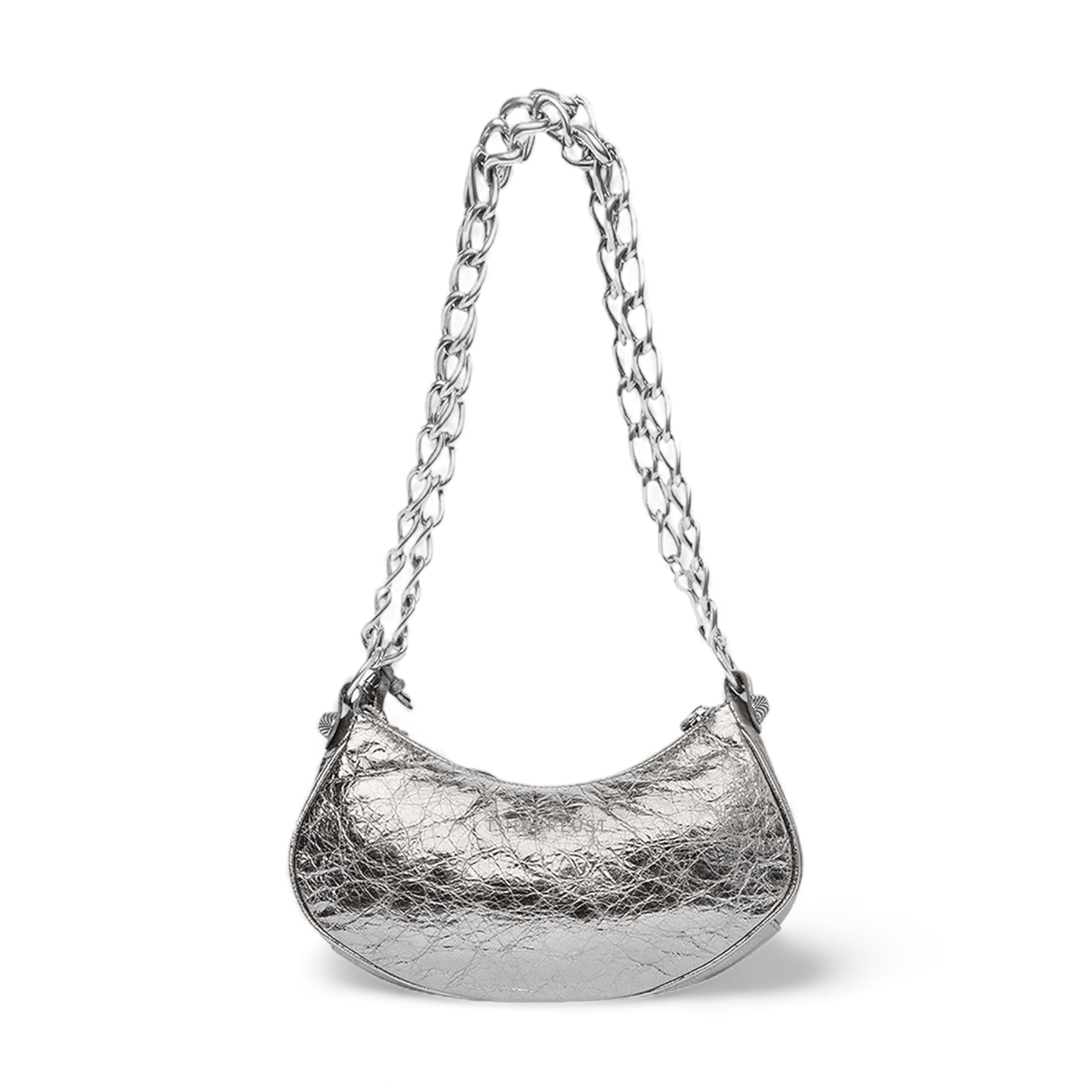 Balenciaga Le Cagile XS Chain Shoulder Bag in Silver Metallized Arena Lambskin SHW