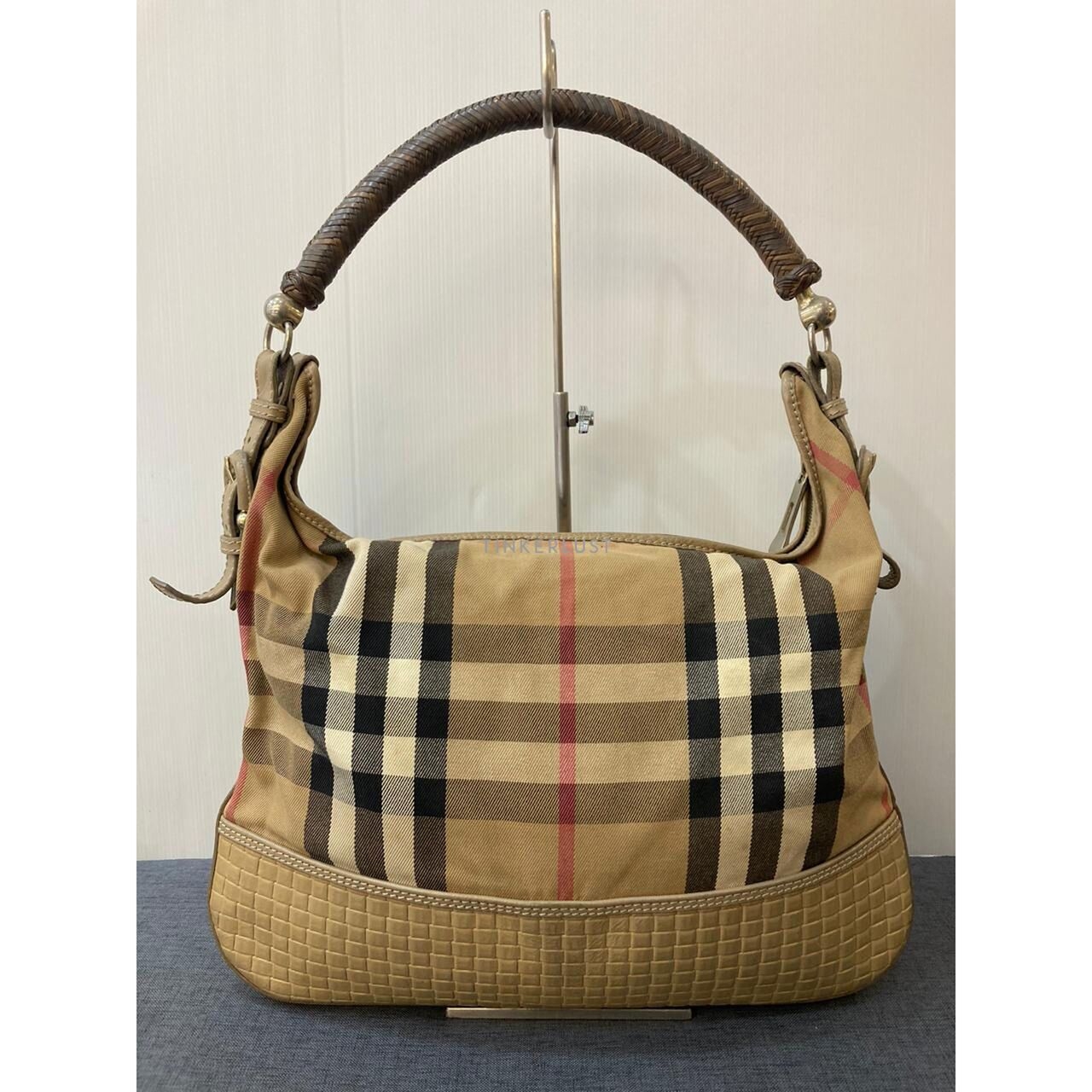 Burberry Nova Check Canvas Hobo Multicolor & Beige Shoulder Bag