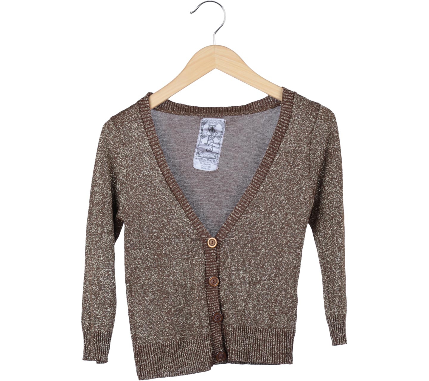 Zara Gold And Brown Glittery Cardigan