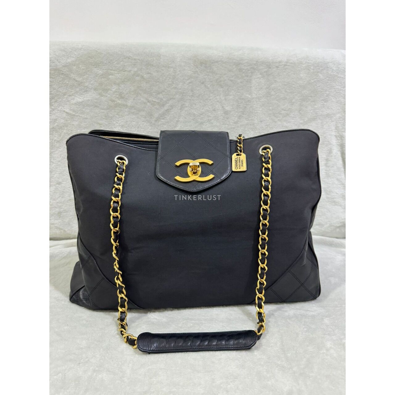 Chanel Tote XL Supermodel Black Leather Mix Canvas GHW #2 Tote Bag